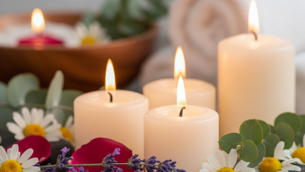 candle care tips shown with a soy candle and smooth melt pool